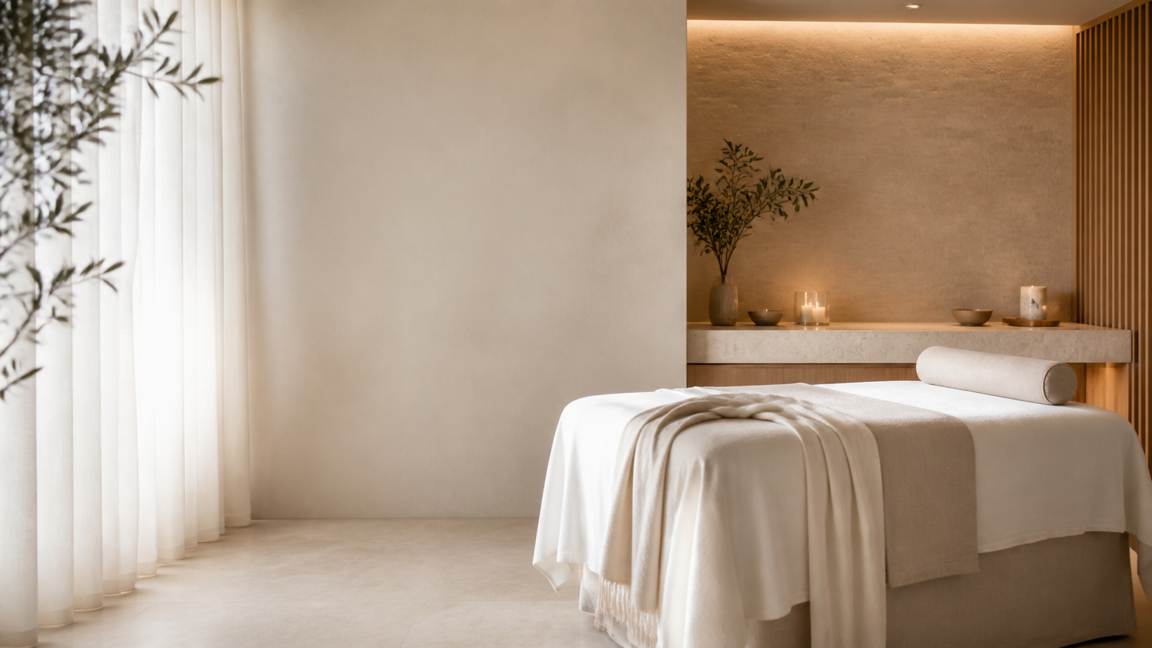 Serene modern treatment room at Lilly Beauty